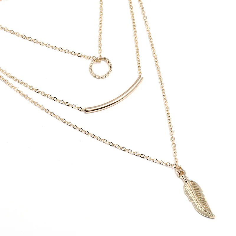 Новые модные многослойные ожерелья с подвеской в виде листьев ювелирные изделия