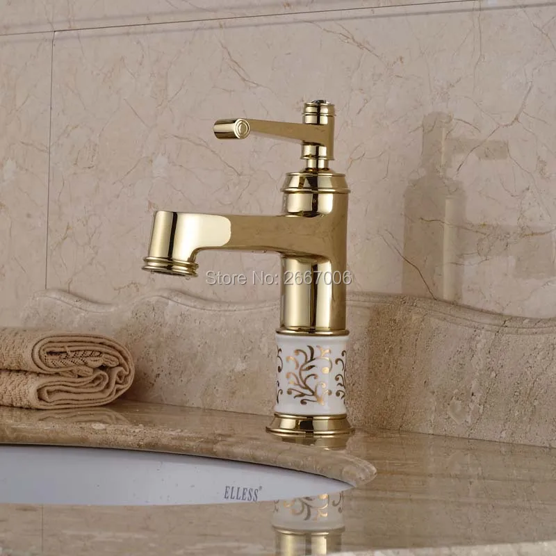 Бесплатная доставка акция золотистый смеситель для ванной комнаты латунный кран