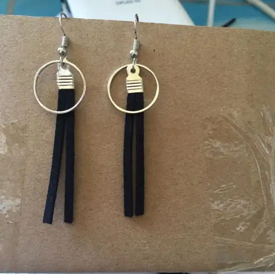 Ea475 Модные Простые геометрические круглые серьги бархатные кожаные веревочные с