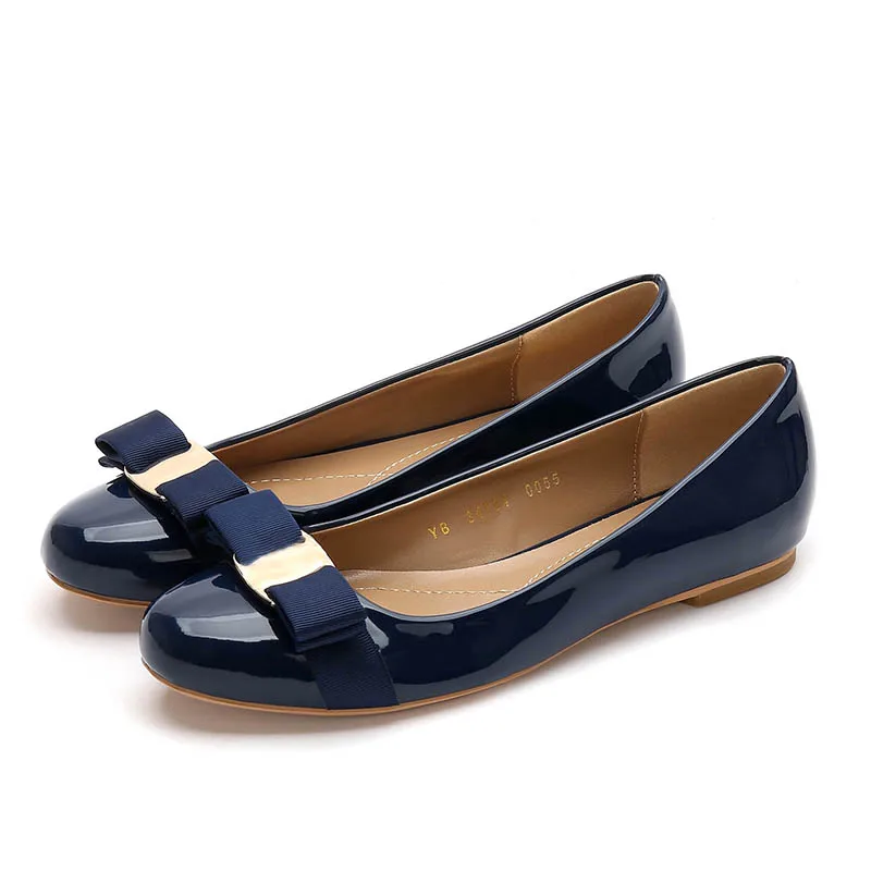 Бесплатная доставка Весенняя рабочая обувь из лакированной кожи с круглым