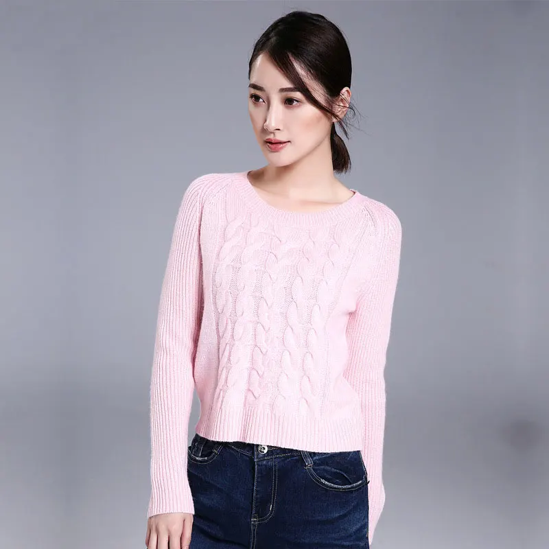 6 видов цветов Модный женский трикотажный пуловер из 100% кашемира с круглым