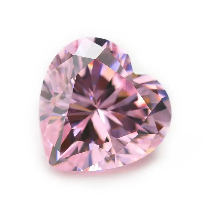 

50PCS 3x3~15x15mm Heart Shape Loose CZ Stone Pink Color AAAAA Cubic zirconia Synthetic stone For Jewelry DIY Gems Stone
