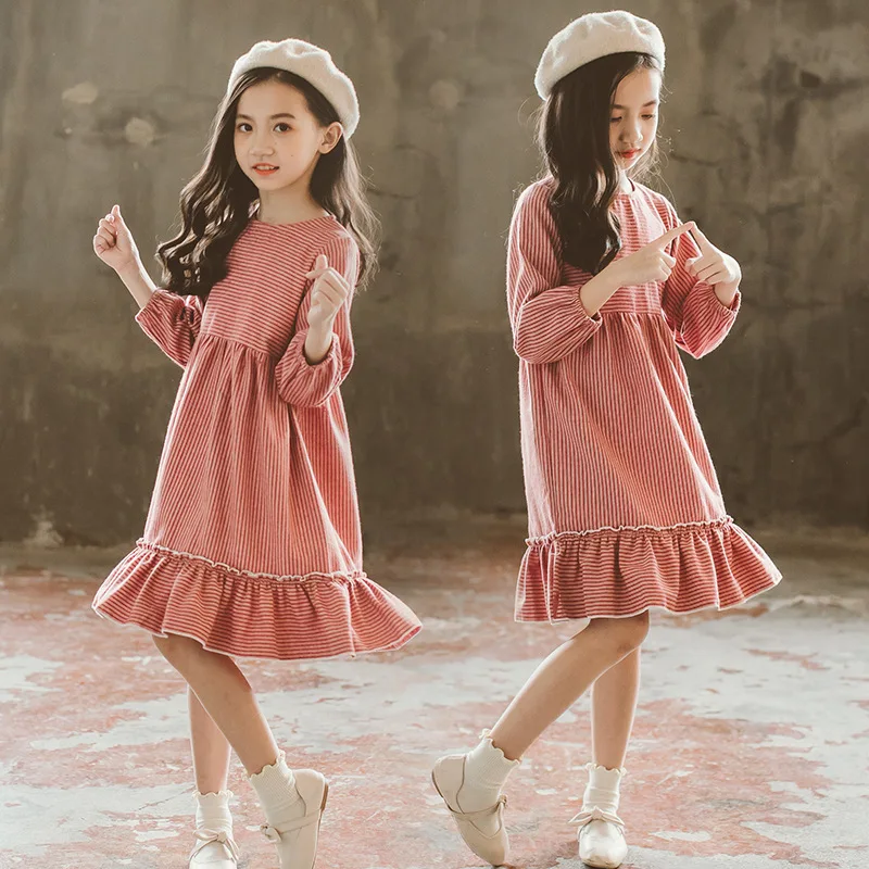 Brand 2018 New Fashion Autumn Girls Dresses For Clothes Striped Princess Dress Long-Sleeve Baby Children | Детская одежда и обувь