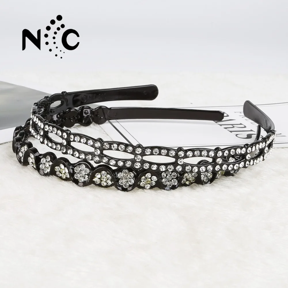 Chic Lady Elastic Plastic Rhinestone Head Chain Jewelry Headband Hairband Hair Band For Women Girls Party Accessories 1pc |