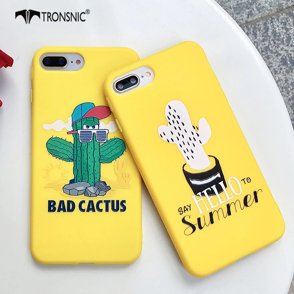Чехол Tronsnic С КАКТУСОМ для телефона iPhone X матовый чехол с желтым растительным