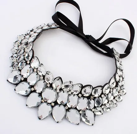 Массивный акриловый воротник с лентой ожерелья оптовая продажа ручная работа