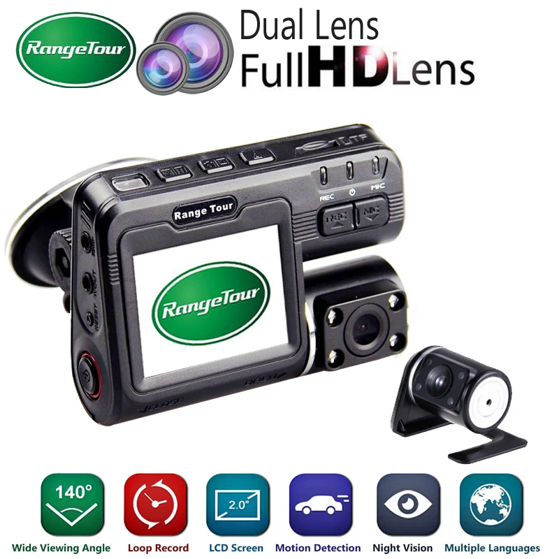 Диапазон Tour Двойной объектив Видеорегистраторы для автомобилей Камера