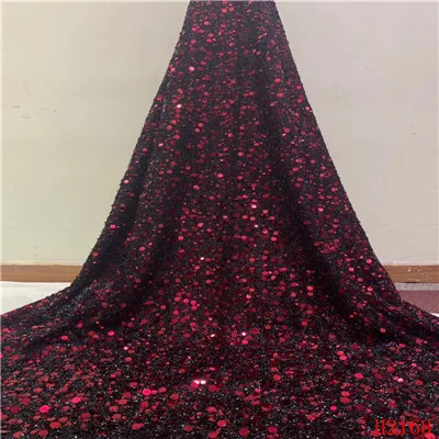 red lace HFX черная, красная африканская кружевная ткань с блестками, список, блестящая кружевная ткань для шитья платья Hojilou, последние нигерийские кружева F2168 - Цвет: red lace