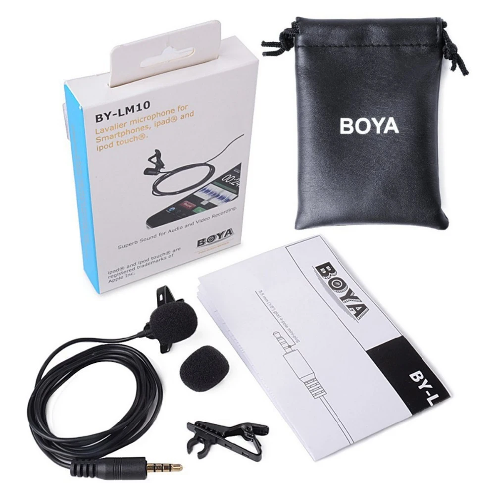 BOYA BY LM10 смартфон всенаправленный Lavalier микрофон аудио видео запись для iPhone 6 s 5 4S
