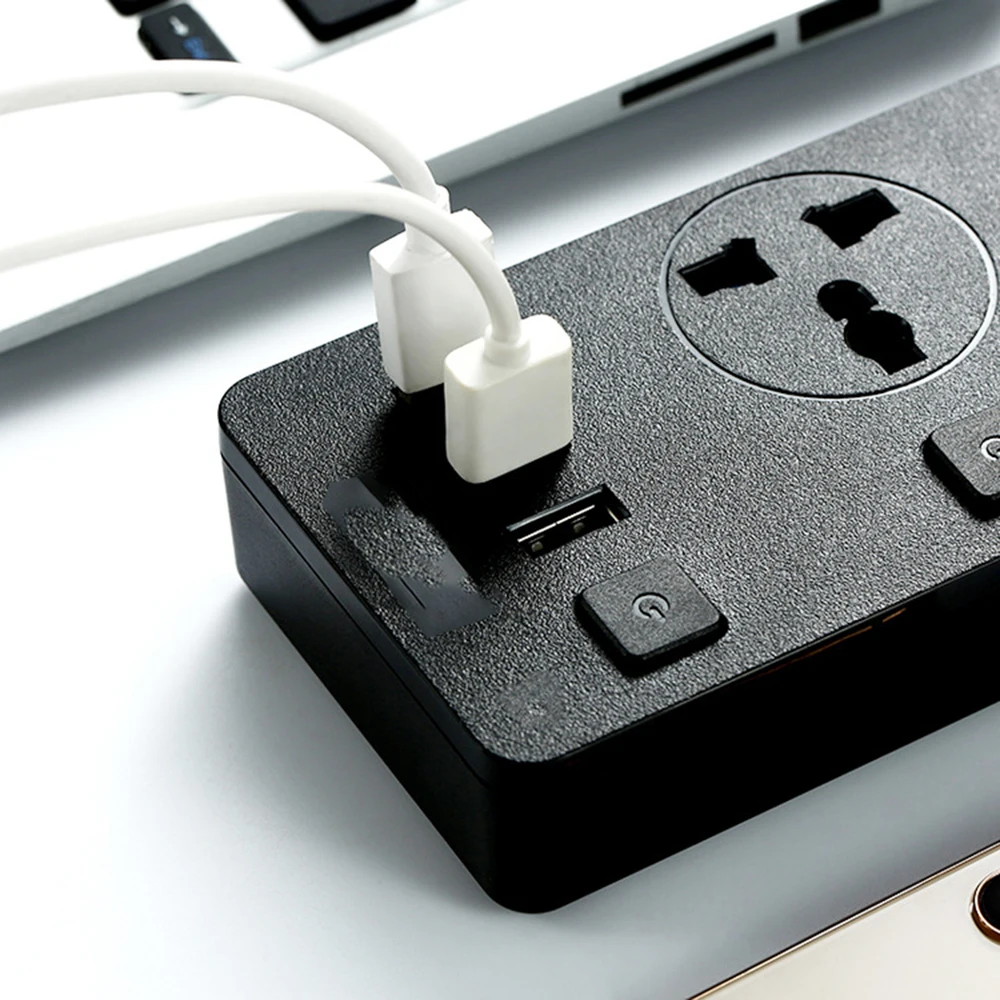 USB Мощность полосы 3 Универсальный AC Розетка с розетки выключатель 2 м кабель