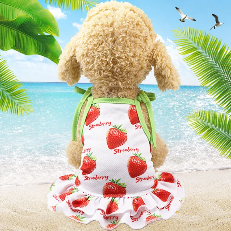 Strawberry Skirt Юбка для собак, футболка для собак с клубничкой, одежда для влюбленных собак, ананас, банан, 1 шт., XS-XL с принтом фруктов, одежда для домашних животных, поставка Лидер продаж - Цвет: Strawberry Skirt