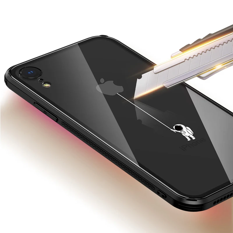 Чехол из закаленного стекла для iPhone X XR 7 8 plus 6d взрывозащищенный прозрачный