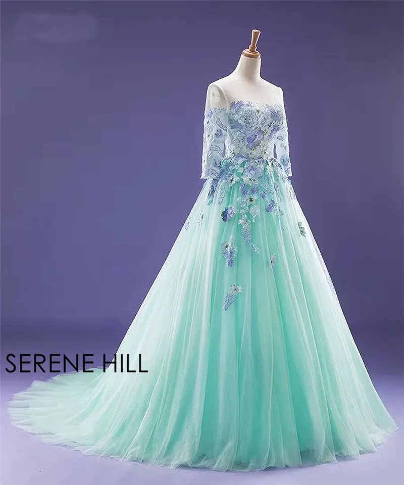 Robe De Mariage мятно-зеленое свадебное платье Тюль с длинным рукавом фотография поезд свадебные Gwons Serene Хилл HM66373