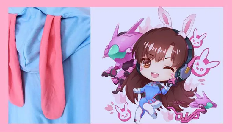 Женский костюм для косплея Game OW D.VA милая толстовка с коротким рукавом и заячьими