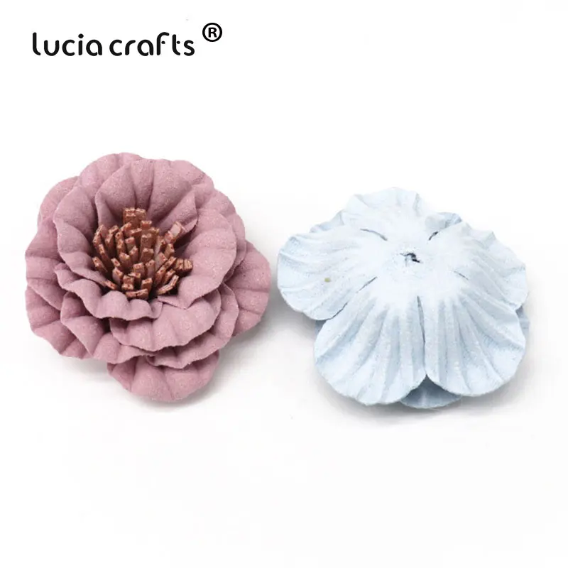 Lucia crafts 5 шт/6 шт искусственная кожа Цветок голова свадебное украшение DIY Скрапбукинг головной убор ремесло поддельные цветы B0207