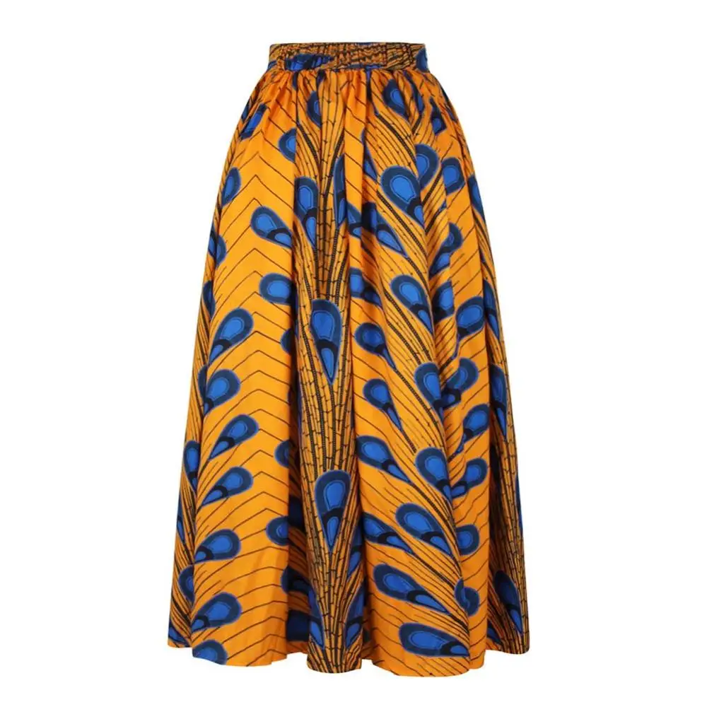 Skirt-Orange BOHISEN Африканский принт женские юбки модные Bazin Дашики юбки африканские платья для женщин Femme одежда - Цвет: Skirt-Orange