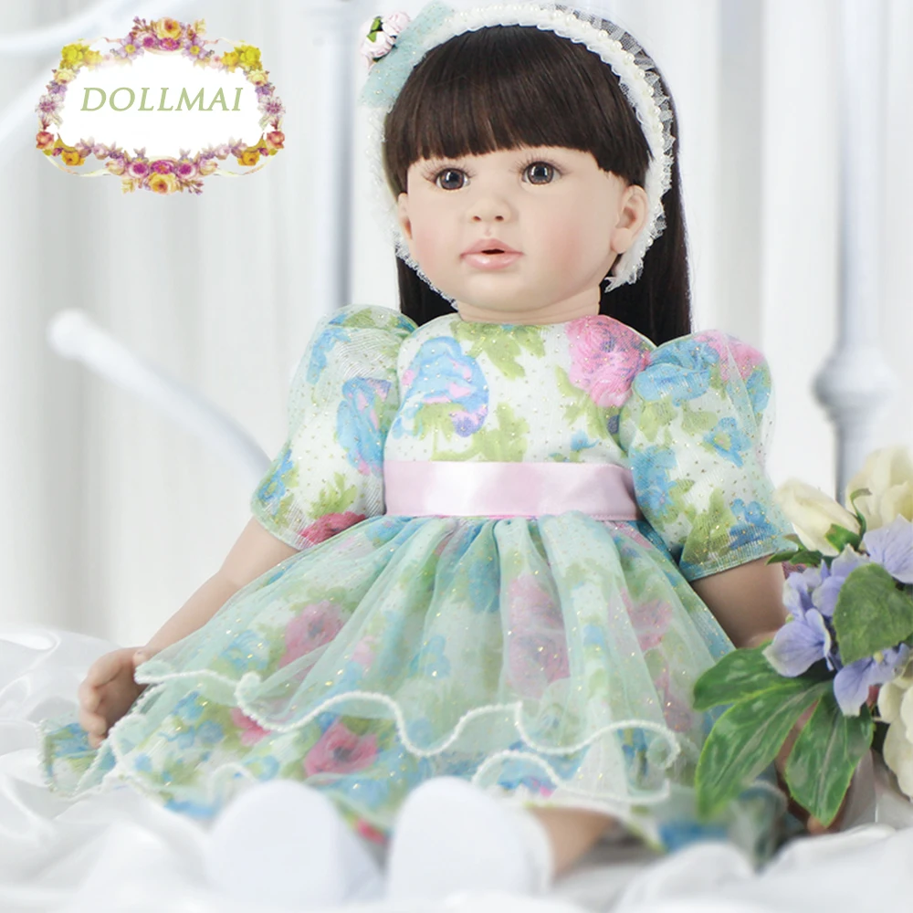

24inch soft Silicone Vinyl Reborn Babies Dolls Baby Girl New face Kids Playmates Toys Doll Reborn 58cm Real brown eyes Princess
