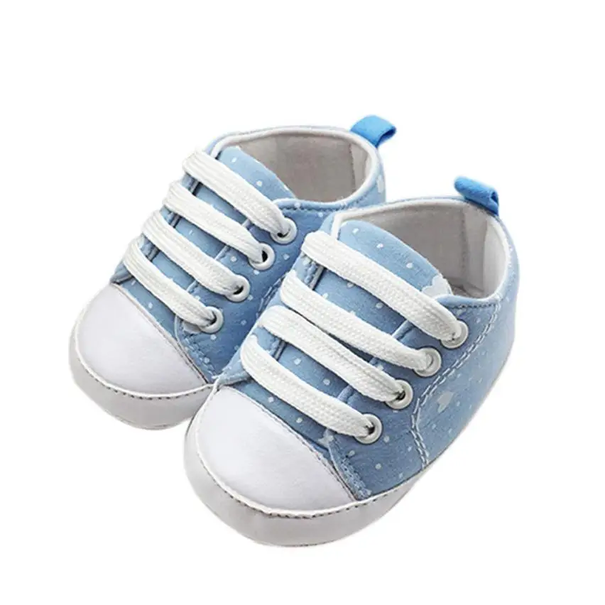 2017 г. Нескользящая Мягкая парусиновая обувь для маленьких девочек в горошек BTTF |