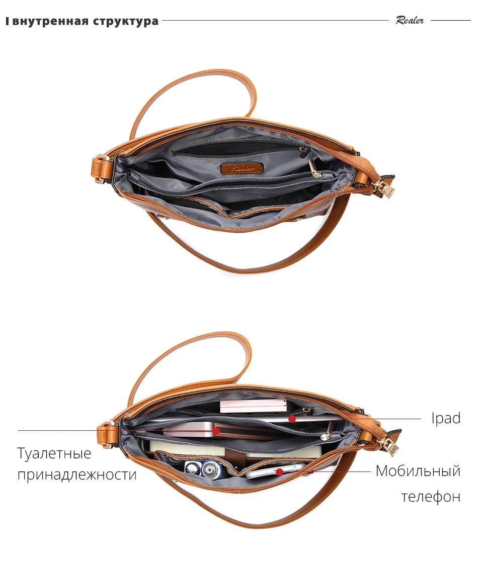 REALER сумка женская через плечо из искусственной кожи, модная сумка на плечо с оплеткой, дизайнерская сумка через плечо для женщин