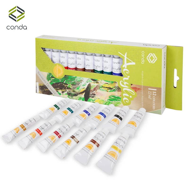 Набор водостойких тюбик акриловой краски CONDA 12 цветов набор из цветного стекла