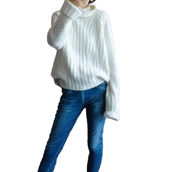 Winter New Fashion Cashmere Wool Women Warm Sweaters 2018 Casual Full Sleeve Turtleneck Loose Knitted Pullovers Female Jumpers | Женская