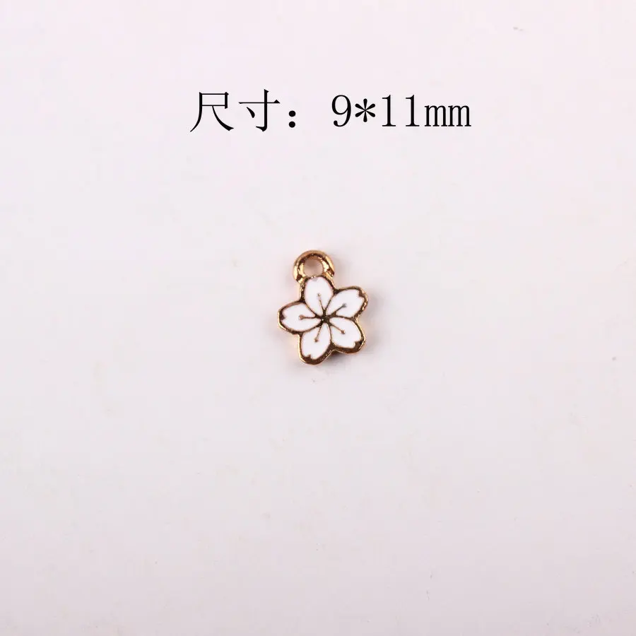 White 10 шт. 11*9 мм Модные DIY эмаль Сакура подвески в форме цветов для браслета ручной работы из металлического сплава Подвески в виде вишни Висячие ювелирные изделия - Окраска металла: White