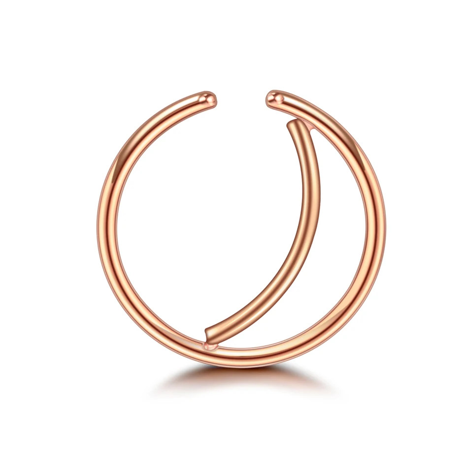 Rose gold 1 шт хирургическое стальное кольцо для носа с Луной кольцо ноздри Кольца 20 г пирсинг ювелирные изделия трагус гвоздик для пирсинга в хряще серьги-спирали ювелирные изделия для тела - Окраска металла: Rose gold