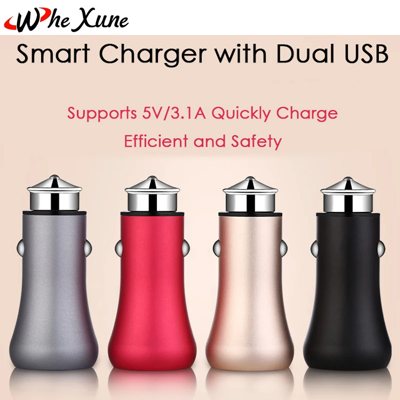 WHEXUNE Быстрая зарядка Dual USB Автомобильное зарядное устройство для прикуривателя 5В