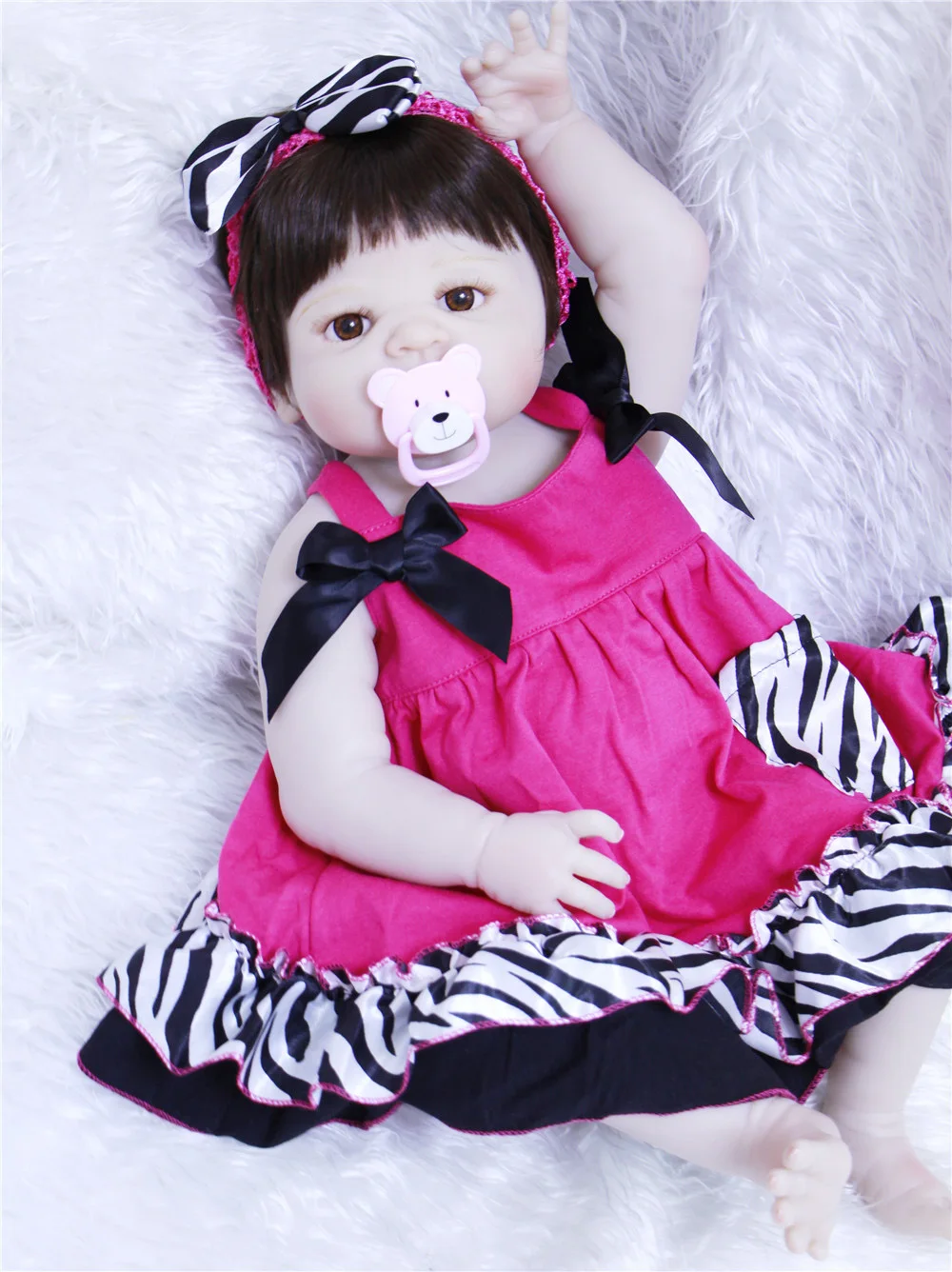 57cm 23inch Reborn FULL Silicone Baby Doll Toy Vinyl realistic white skin cute princess Birthday Xmas Gift Play House Bonecas | Игрушки и