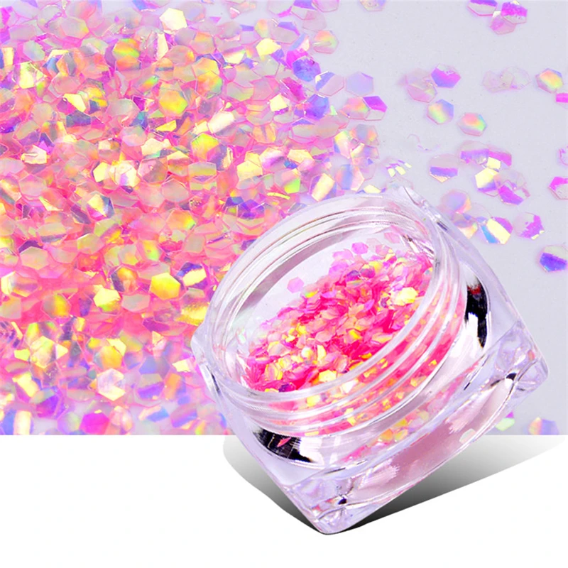 

WUF 12 Bottle/Lot Fish Scale Nail Sequins Mermaid Hexagon Glitter Sheets For DIY Nails Nail Art Tips Decorations