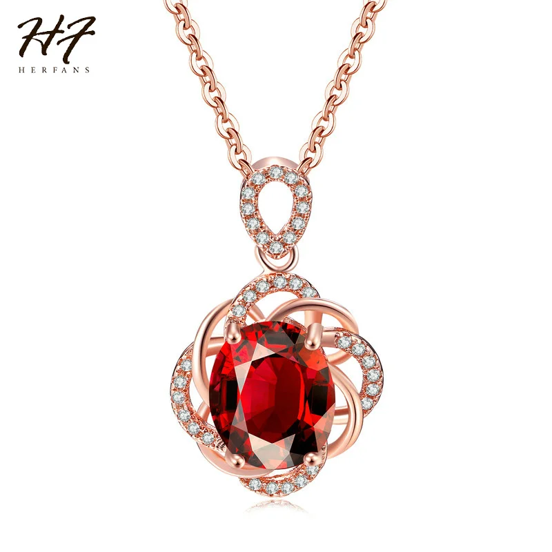 Женское Ожерелье с кулоном из фианита овальное ожерелье цвета розового золота