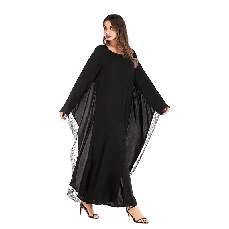 2019 модная женская мусульманская одежда лоскутное черное Сетчатое мусульманское
