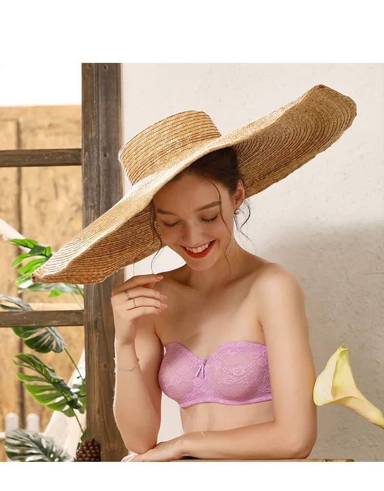 DOBREVA Women's See-through Underwire Multiway Strapless Lace Bra No Padding Bralette