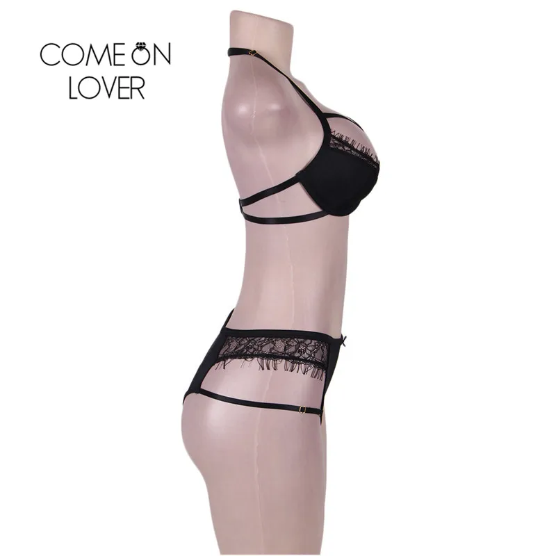 Comeonlover сексуальное нижнее белье женский набор эротических ресниц кружева Strappy Холтер сексуальное женское белье набор плюс Размер 6XL Jaretelles комплект RI80294