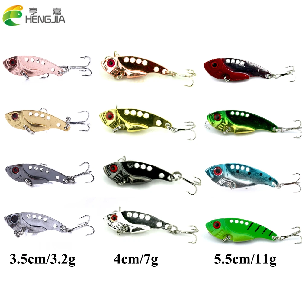 

HENGJIA 1pc 3.5/4/5.5cm mixed hard metal vib fishing lures sinking wobbler jig lures fishing tackles