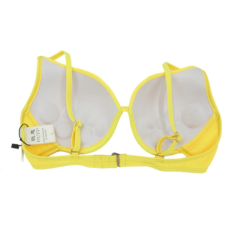 Однотонный женский бикини сексуальный купальный костюм на косточках с мягкими