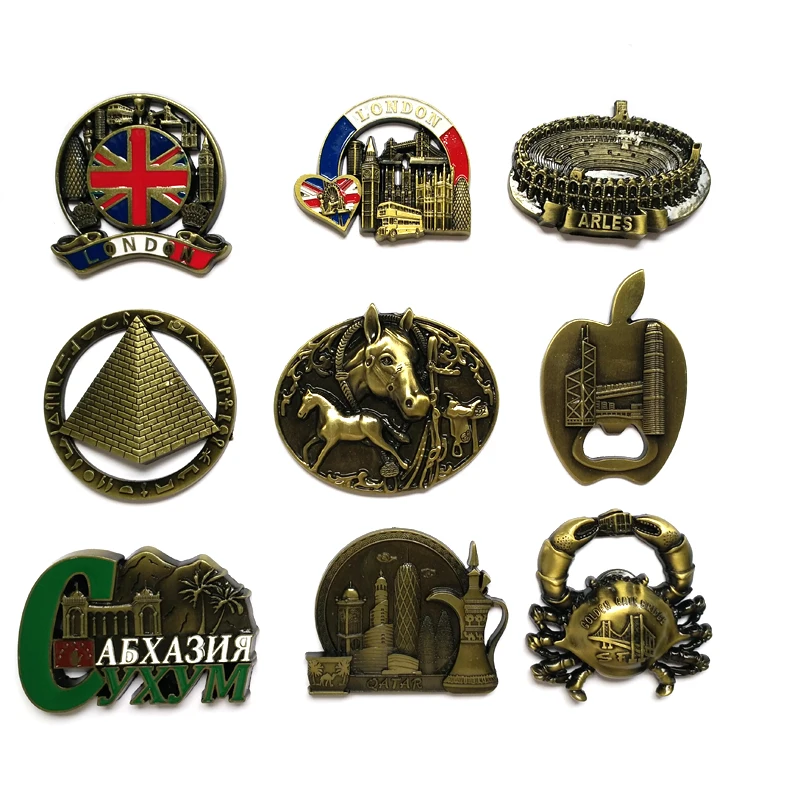 3D металлический магнит наклейки туристические Путешествия Сувенир кухня