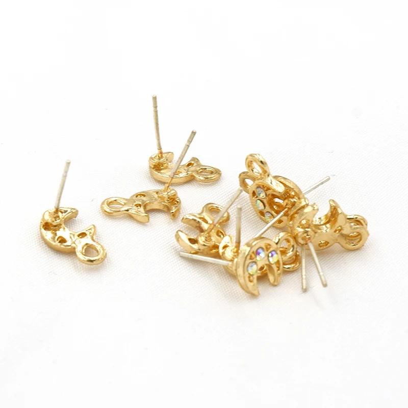 AB color Moon earrings handmade earring making accessories DIY jewelry finding Earrings Base Connectors Linkers 10pcs/lot | Украшения и