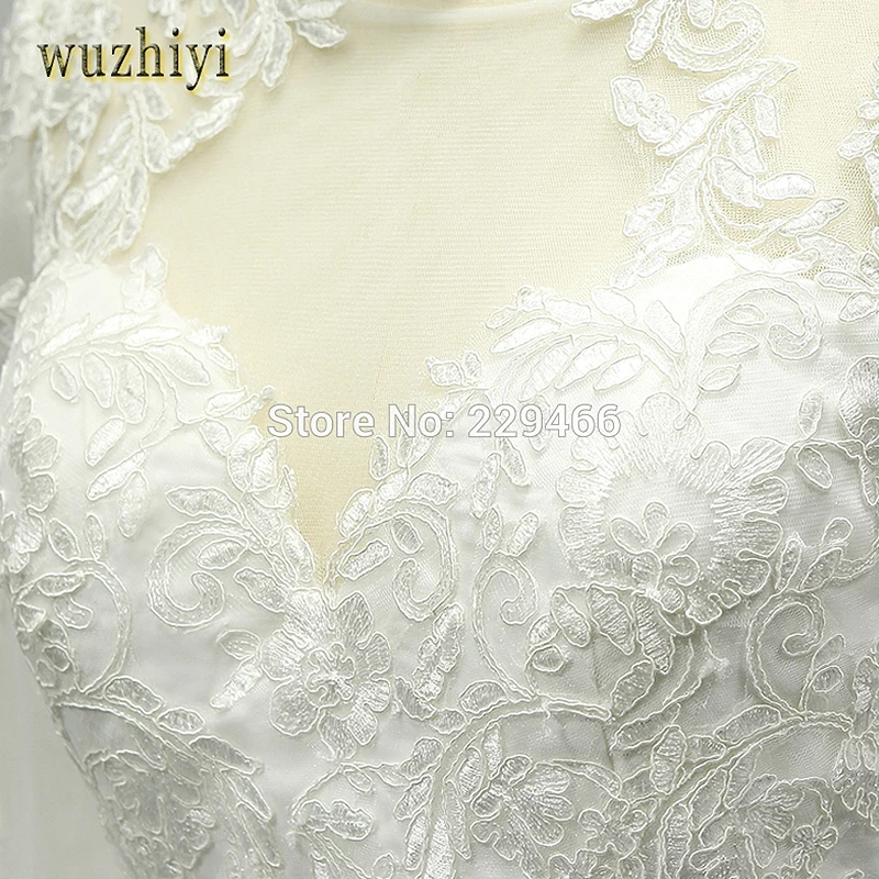 WUZHIYI Robe De брак Русалка свадебное платье размера плюс Иллюзия Тюль Кружева