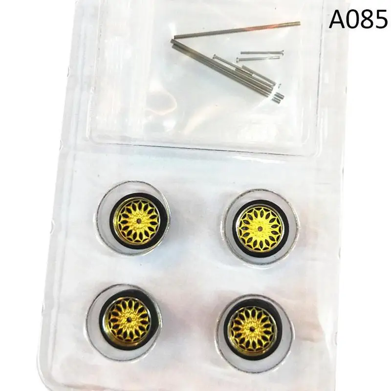4wheels+2axles+4end Caps 1:64 Model Modified Tire Diecasts Alloy Wheel Tire Rubber Vehicles General Model Car Change Accessory - Цвет: O