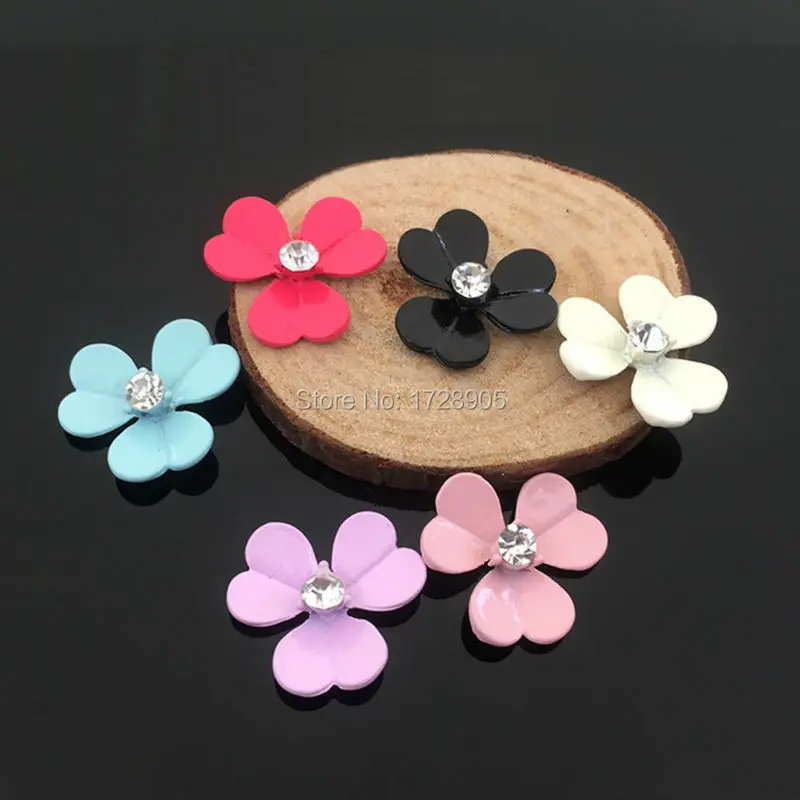 

Crystal Hair Bow Center Wedding Embellishment Scrapbooking 20 Pieces 18mm Flat Back Pink Blue Red Enamel Flower Button