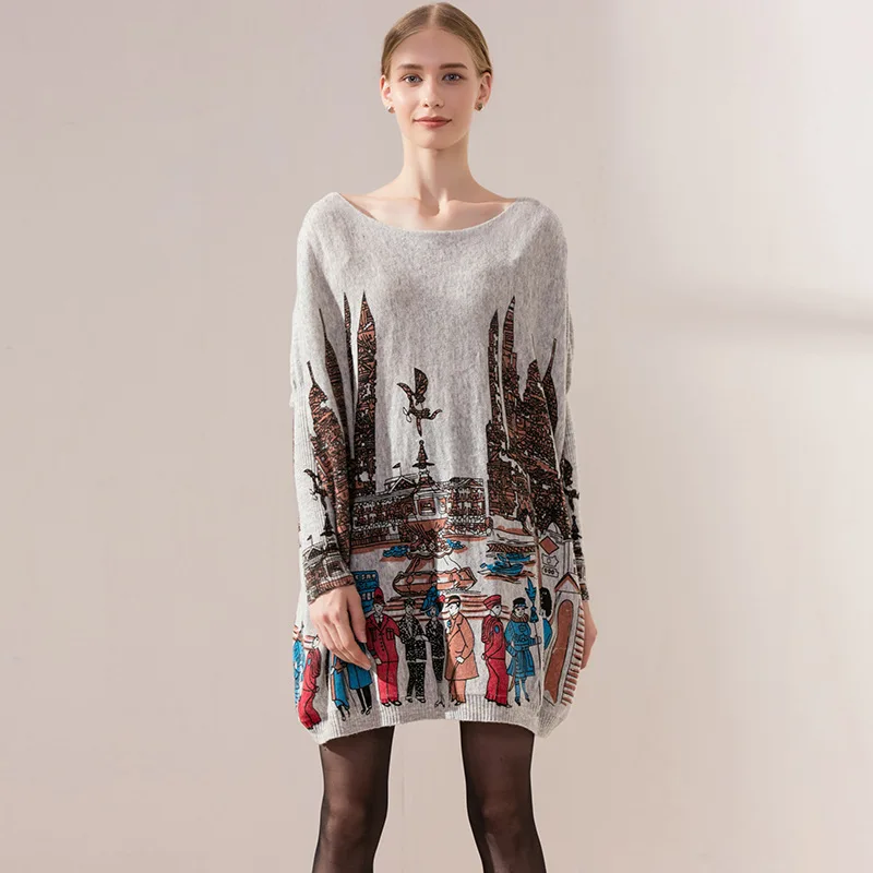 Женский Шерстяной Свитер оверсайз с рукавом летучая мышь большого размера 5XL 6XL 7XL