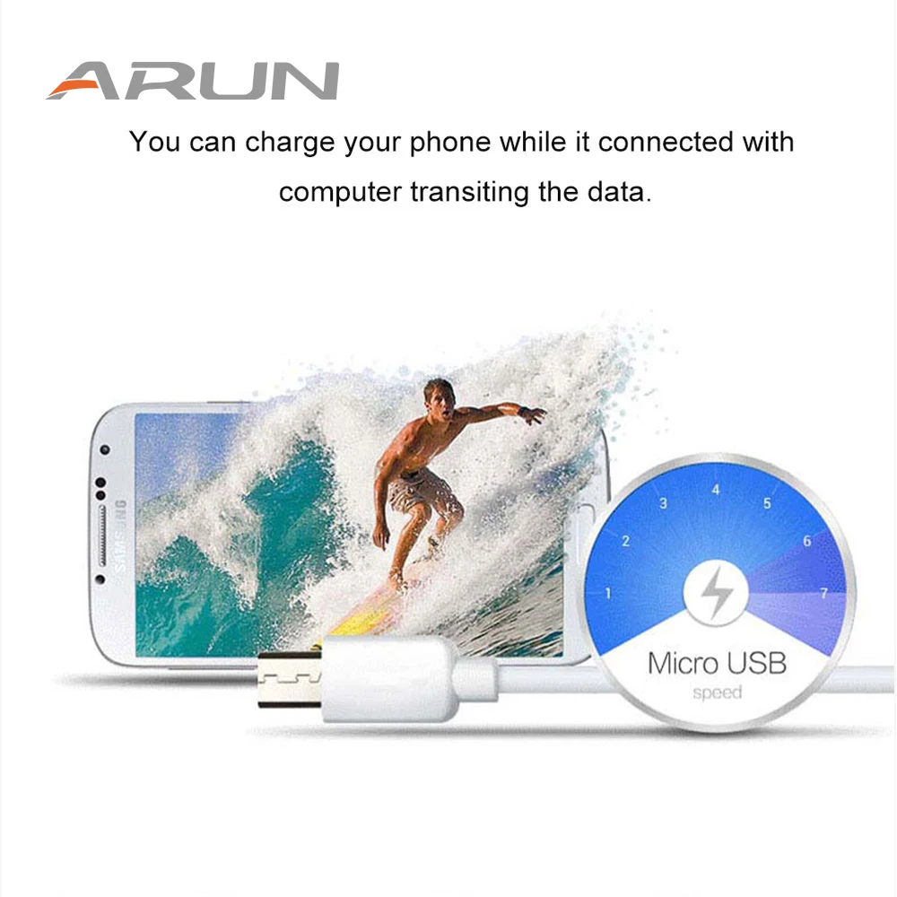 ARUN Micro USB Z1 кабель зарядное устройство данных для телефона Xiaomi 4C 5X6 P Android samsung