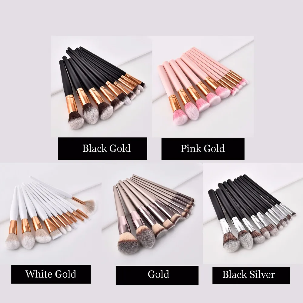 10 шт. женский набор кистей для макияжа косметическая пудра тени век основа румяна