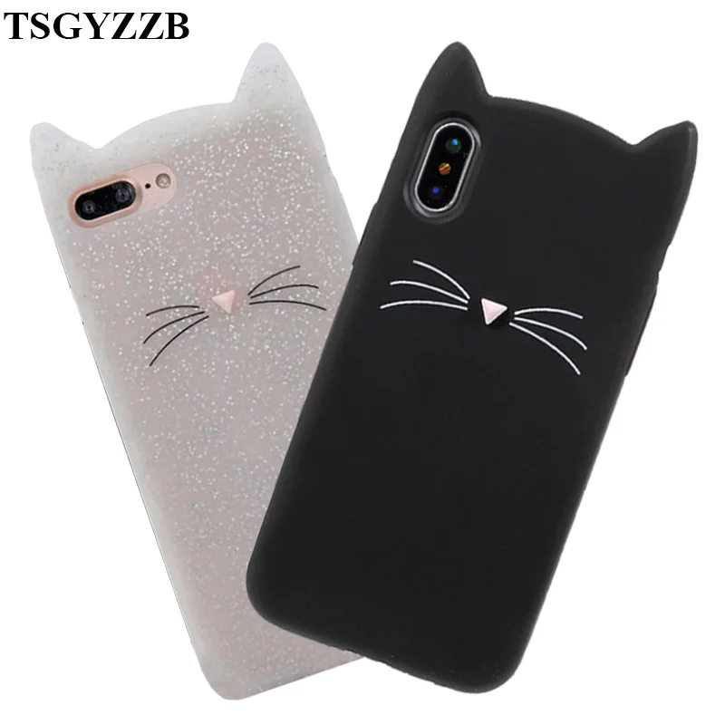 Милые 3D чехлы для iPhone чехол 6 6S 7 8 Plus X силиконовый с животными бородой котом Samsung