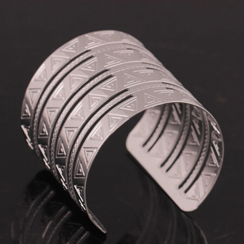 Женский Винтажный Браслет манжета Find Me открытый металлический широкий резной