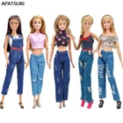 1 комплект, модные наряды для куклы Барби, короткий топ и джинсы, брюки, одежда ручной работы для кукольного домика Барби, аксессуары для кукол 16