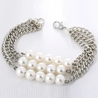 new arrival fashion 3r layer chain pearl braceletfine quality charm multilayer simulated pearl chain bracelet for women girl