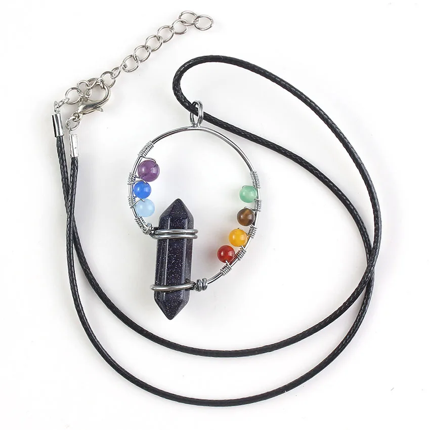 Посеребренный фиолетовый кулон аметисты розовый кварц Рейки Исцеление балансирование 7 Чакра ожерелье с бирюзой модные ювелирные изделия