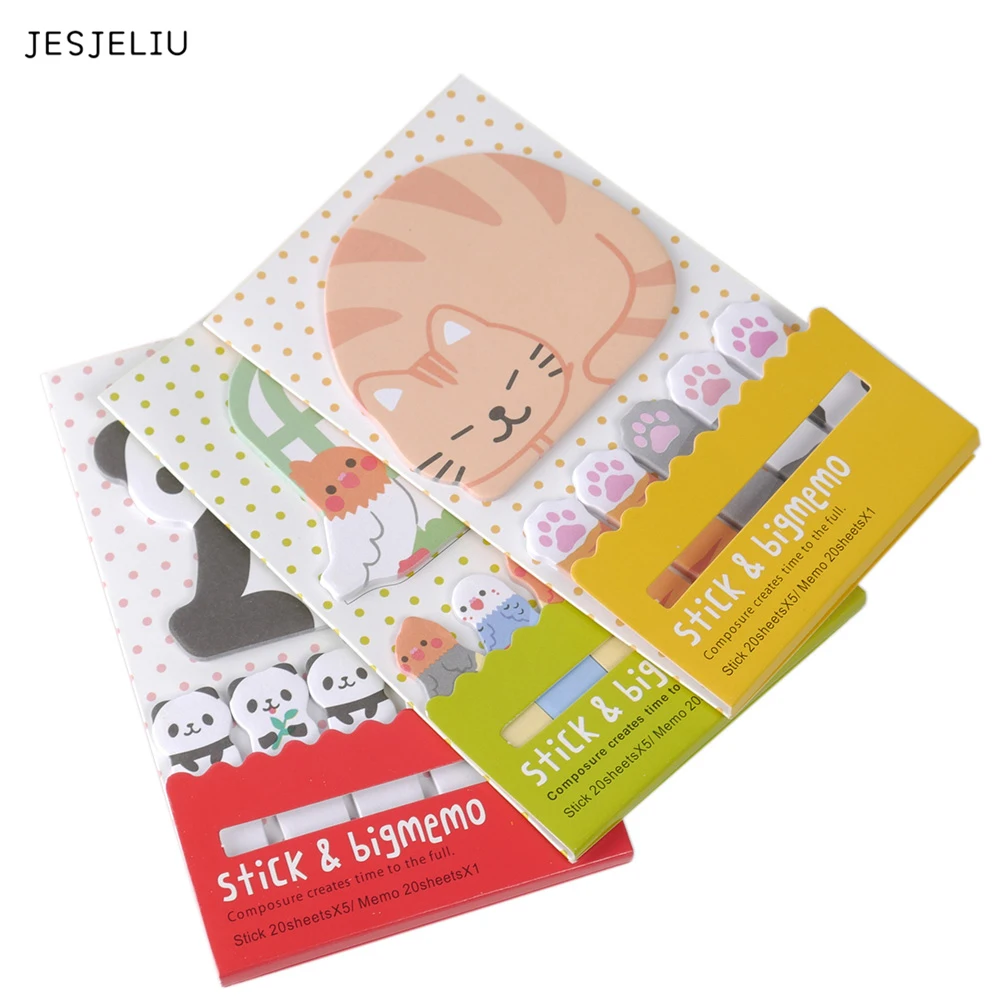 

Animal Cat Panda Cute Kawaii Sticky Notes Memo Pad School Supplies Planner Stickers Paper Bookmarks Korean Stationery